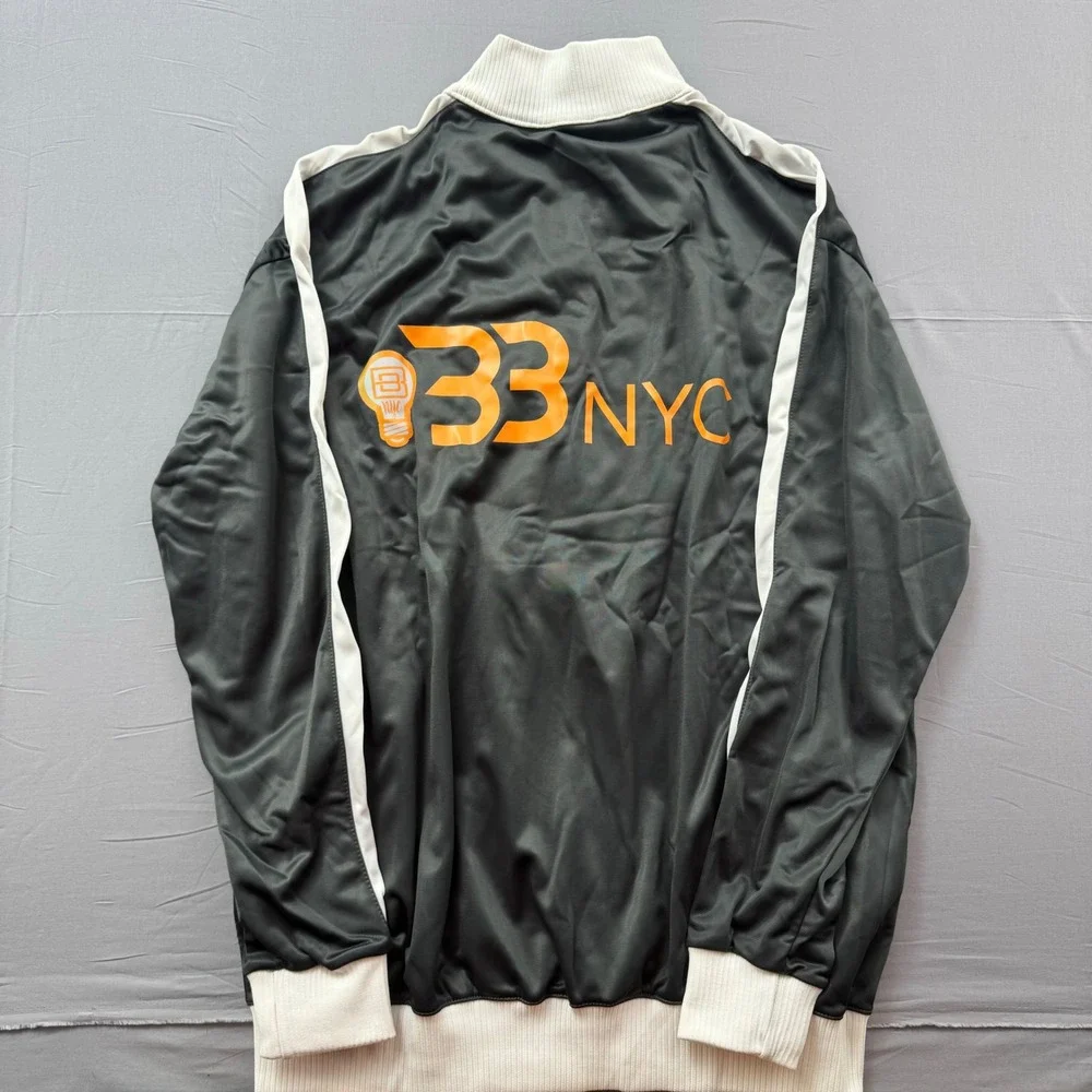 33 NYC Mens Track Jacket XXXL Black‎ White Full Zip Orange Graphic Lightbulb 3XL
